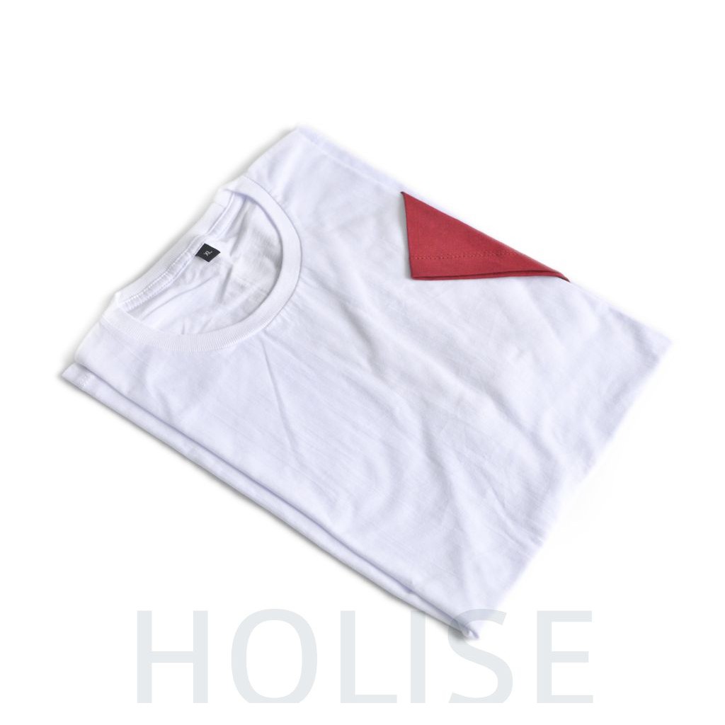 Kaos Kombinasi O-Neck Putih Merah Maroon