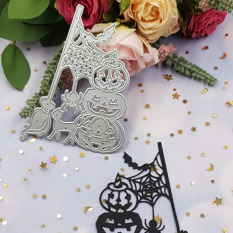 Cetakan Stensil Cutting Dies Motif Labu Halloween Bahan Metal Untuk Scrapbook / Craft DIY