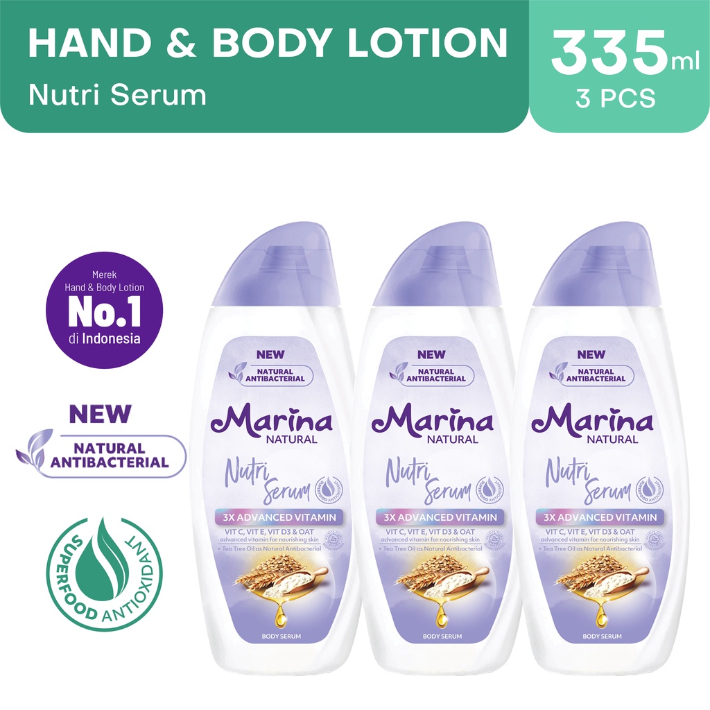 Jual Marina Hand Body Lotion Natural Nutri Serum 335ml [3pcs