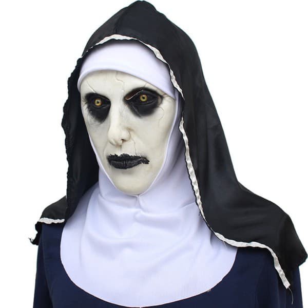 Topeng valak the nun original dengan penutup kepala latex