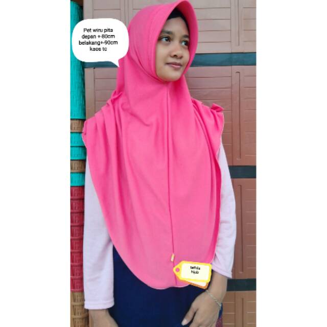 Khimar jilbab jumbo wiru pita pundak bahan kaos