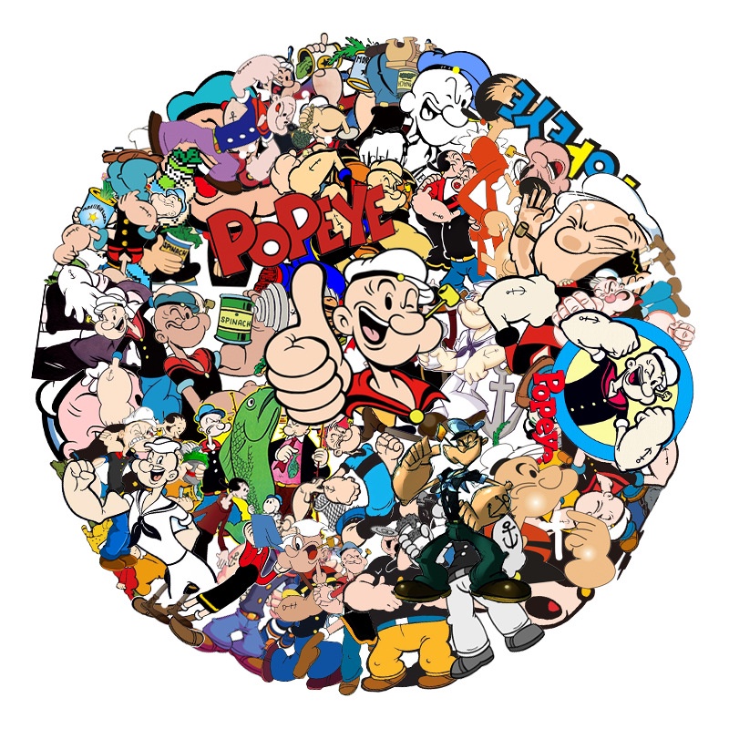 Zhang animasi kartun Popeye stiker bagasi kulkas laptop mobil stiker