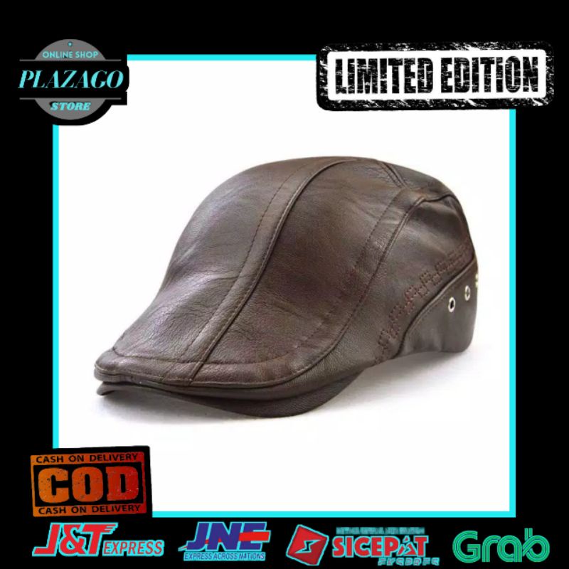 Topi Kulit Pria Topi Detektif Topi Seniman Import