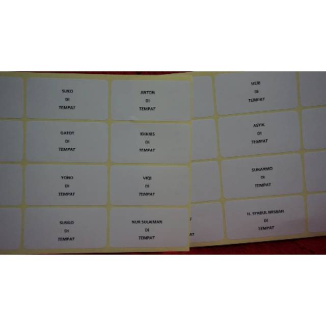 

Paket Ketik dan Cetak Label Nama Undangan