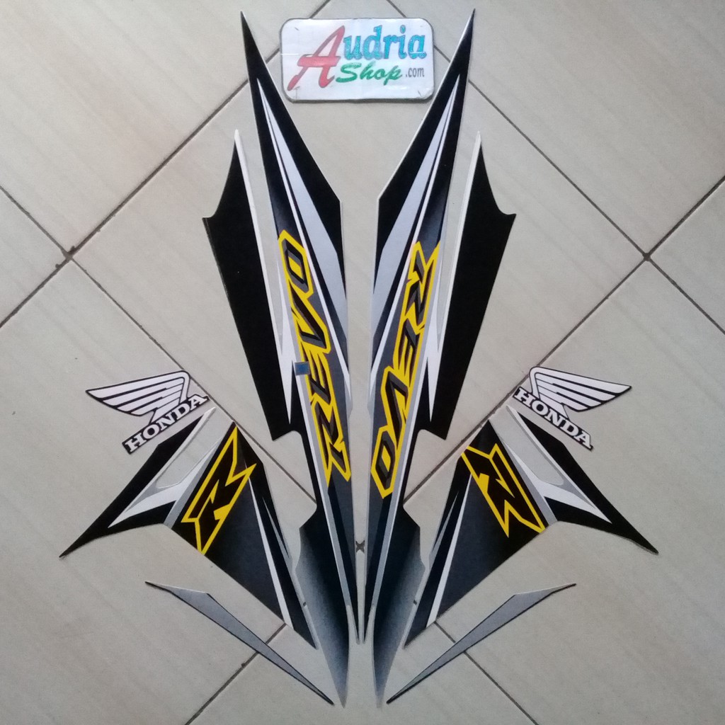 Striping Stiker Motor Honda Revo 110 2008 Silver-Kuning