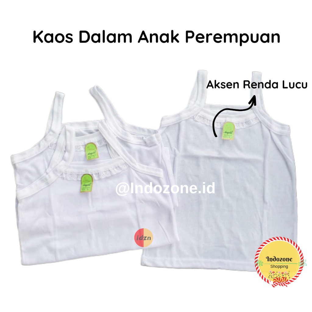 Singlet Kaos Dalam TankTop Anak Wanita SIZE XL Remaja Putih Dewasa SD SMP Model Renda