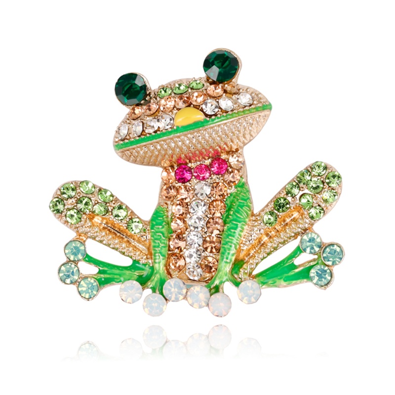 SIY  Frog Brooch Pins For Women Men Jewelry Costume Gifts Enamel Rhinestone Colorful