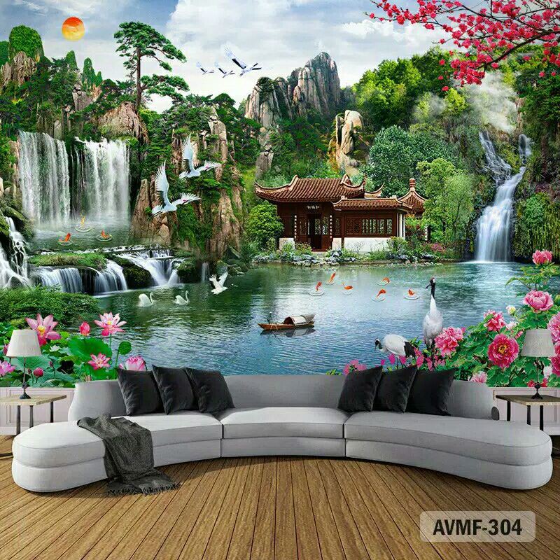 Cod Wallpaper Pemandangan Alam Wallpaper Air Terjun Wallpaper Dinding Custom 3d Shopee Indonesia