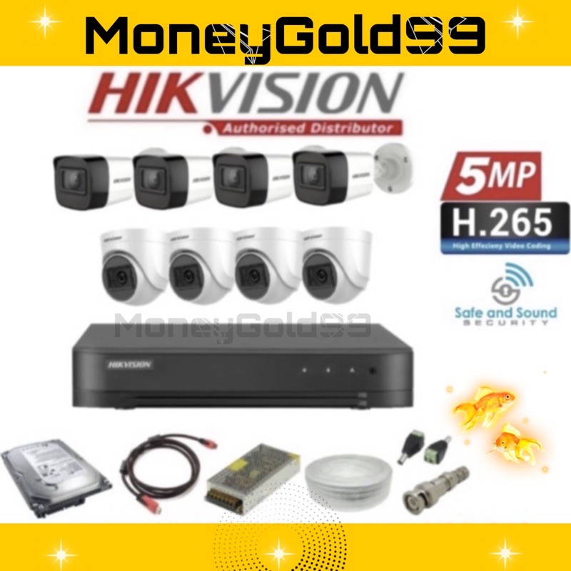 PAKET CCTV 5MP HIKVISION 8 CHANNEL 8 KAMERA FULL HD 2560P KOMPLIT TINGAL PASANG