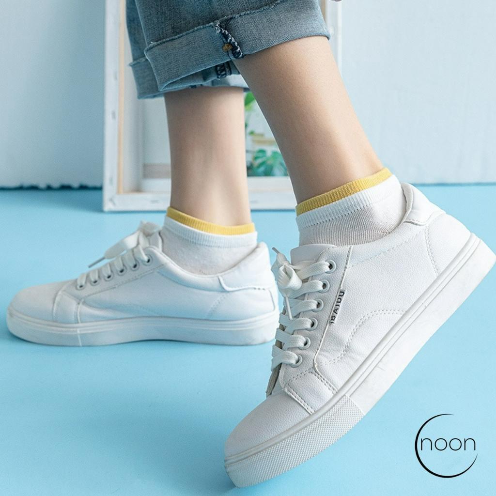 NOON (upper) Kaos Kaki Pendek Wanita Dewasa Korea Ankle Socks Sekolah Kerja Kantor Semata Kaki Wanita Motif Lucu Imut Import