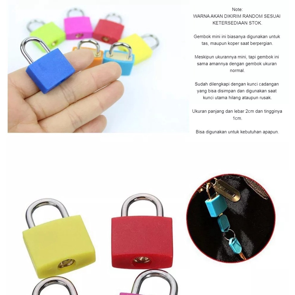 TERBARU kunci Warna Warni Pengaman Mini Gembok Mini Koper gembok koper 23mm COD