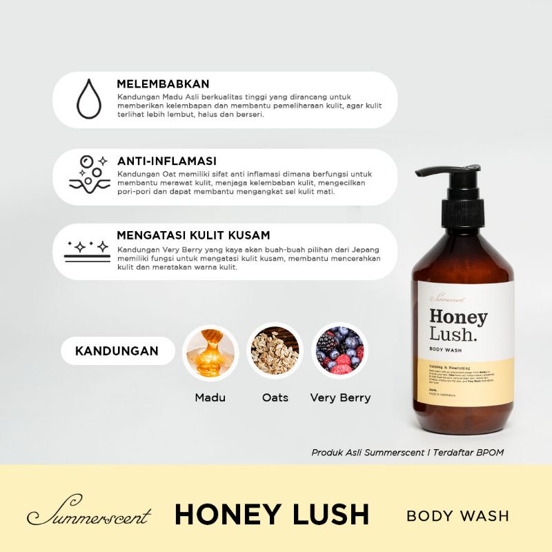 Summerscent Honey Lush Body Wash Sabun Mandi Cair Merawat Kulit Melembutkan Melembabkan dan Mencerahkan Summerspring