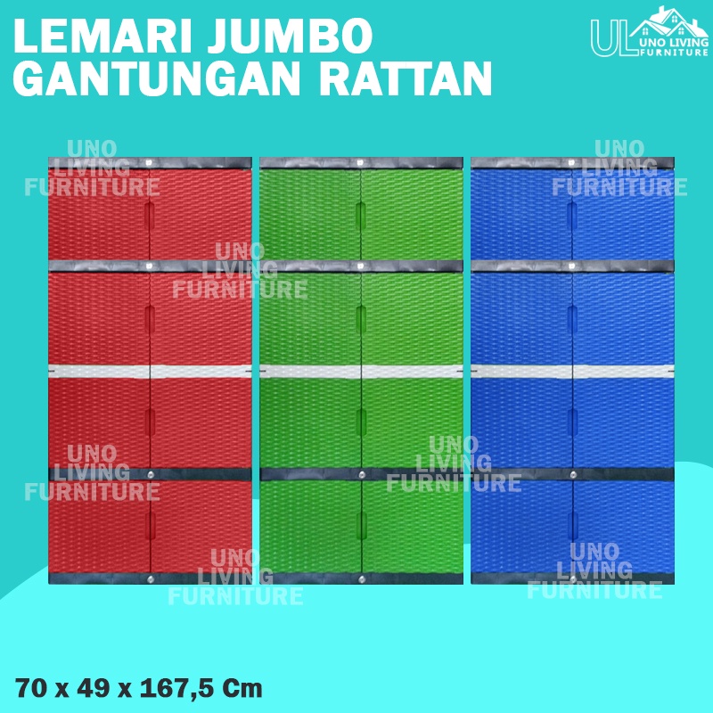 JUMBO - LEMARI PLASTIK SERBAGUNA ROTAN FULL KUNCI FULL KUNCI RATTAN LEMARI GANTUNGAN LEMARI 4 SUSUN PAKAIAN PLASTIK