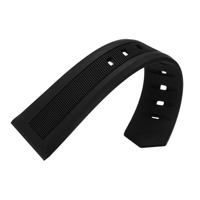 Tali Jam Tangan - Black Silicone Rubber Diver Strap 20mm TR-1002H.