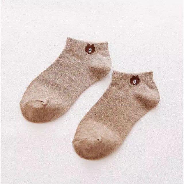 KAOS KAKI fashion unisex KAOS KAKI MOTIF BERUANG CUTE MURAH-Coklat