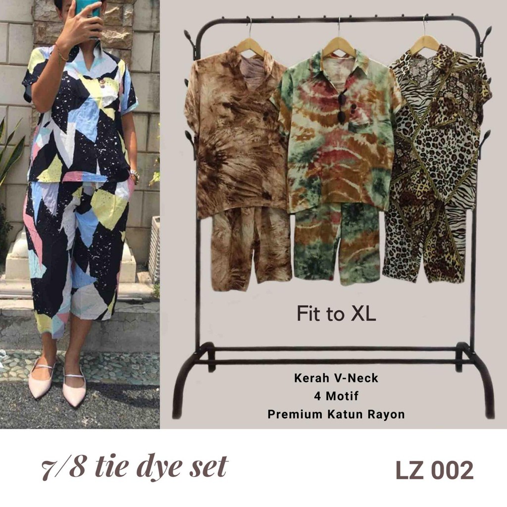 Setelan 7/8 tie dye / setelan tie dye / kerah tie dye / baju tie dye