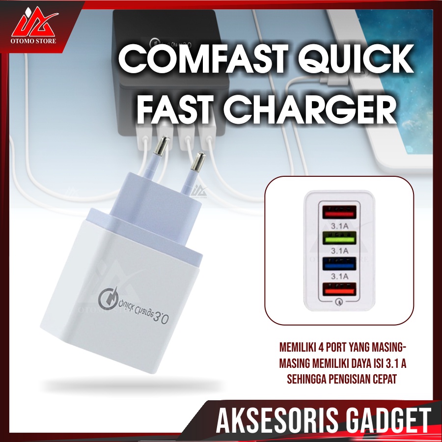 COMFAST CHARGER 4 Port USB Fast Charging Kepala Cas HP Micro QC3.0 4 Port 3.5A - QC-03