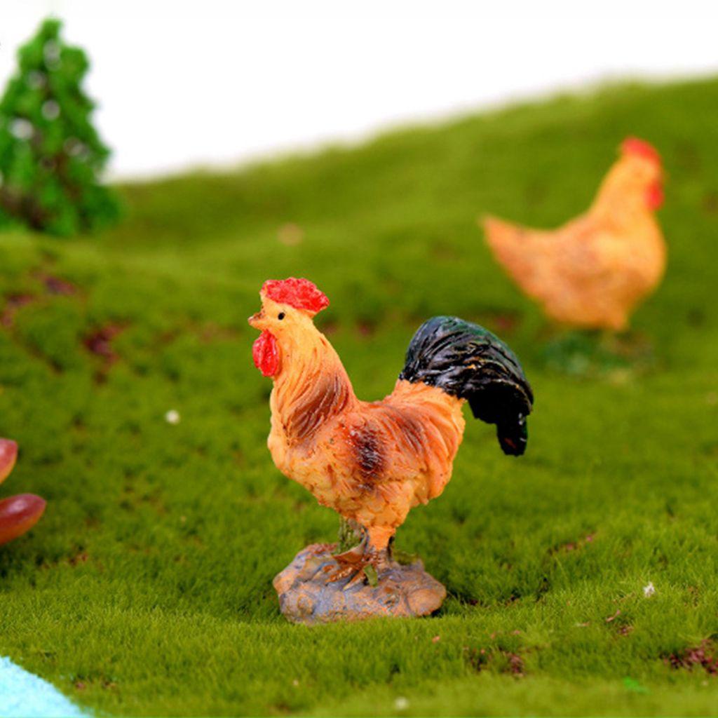 【 ELEGANT 】 Patung Ayam Mini Manusia Hidup Hen Miniatur Simulasi Mainan Anak Patung Ayam