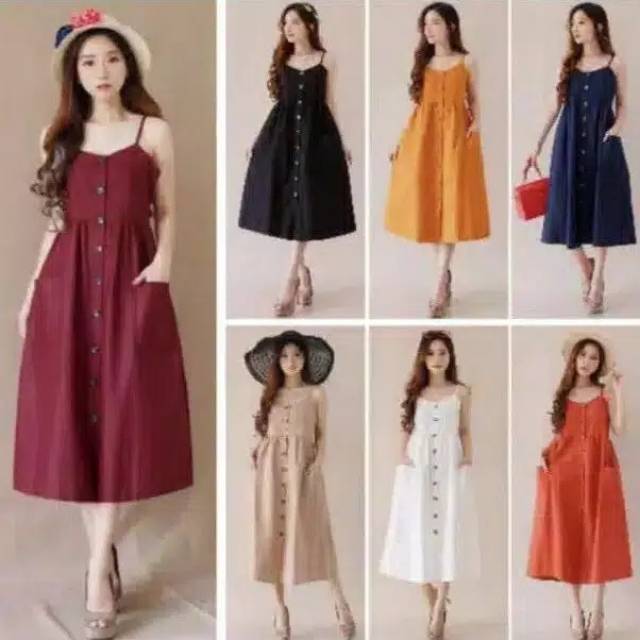 Fourfashion DRES TANK BUTON BAHAN WOLFIS UKURAN ALLSIZE FIT L 1R