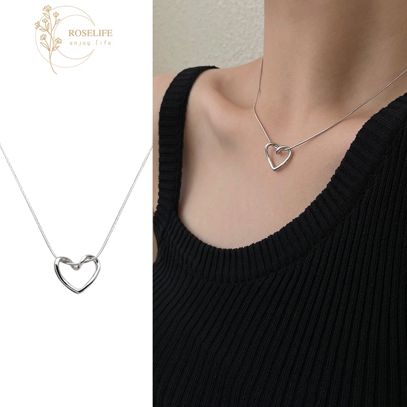 Kalung Rantai Klavikula Dengan Liontin Hati Model Hollow Gaya Minimalis Untuk Wanita