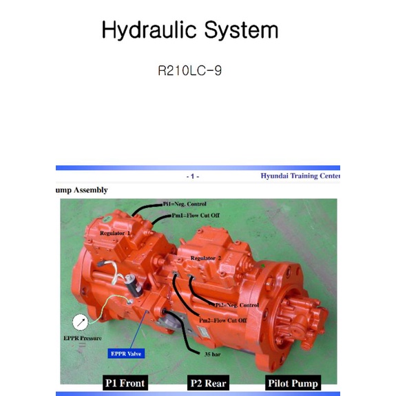 

shop manual excavator hyundai R210LC-9 hydraulic system