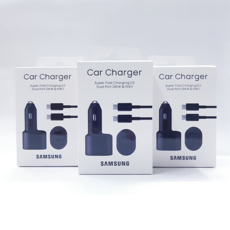 Saver Car Charger Samsung 45W 15W 2 Port USB Plus Type C Charger Mobil Fast Charging