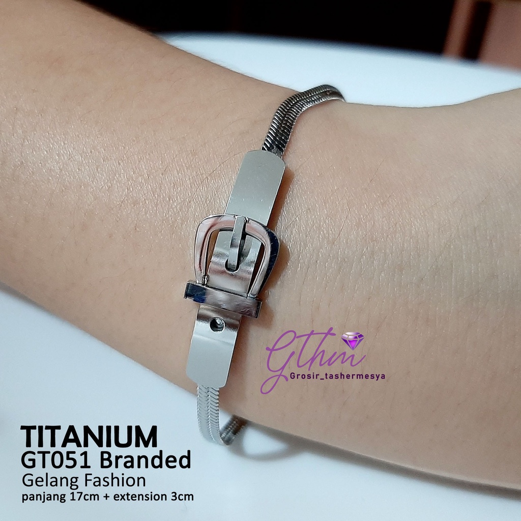 Gelang Titanium Branded H Belt Perhiasan Fashion Import Premium GT055 GTHM