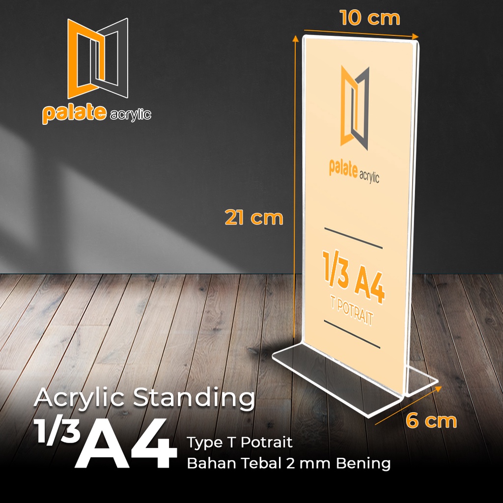 

AKRILIK TENT HOLDER 1/3 A4 / TEMPAT BROSUR / DISPLAY T PORTRAIT 2MM