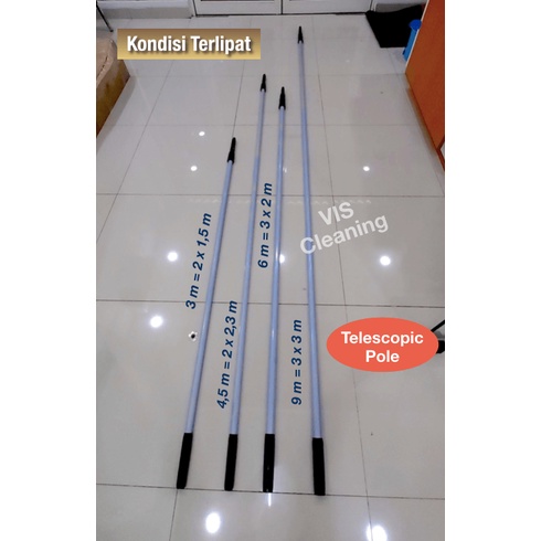 Paket Lengkap Tongkat Teleskopik / Telescopic Pole 6 m+Pembersih Jendela+Sikat Sawang