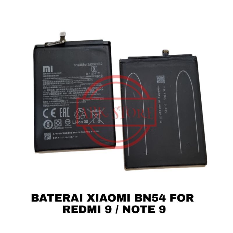 BATERAI BATRE BATRAI BATTERY XIAOMI REDMI 9 / NOTE 9 / BN54 ORIGINAL