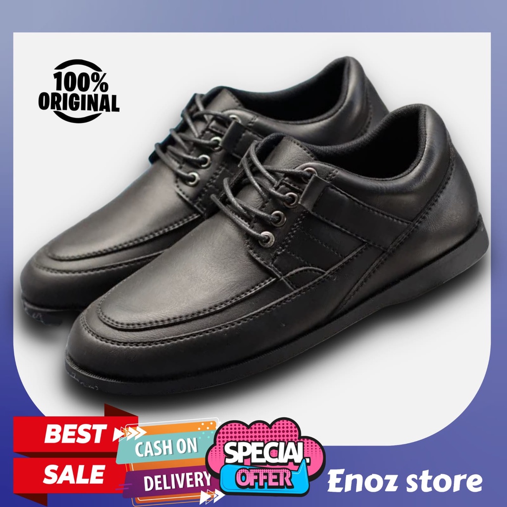 Enoz Kilian Sepatu Formal Pria Pantofel Sepatu Tali Sneaker Import Kerja Murah Sepatu Waterproof Santai Hitam Cokelat Kulit Sintetic 005