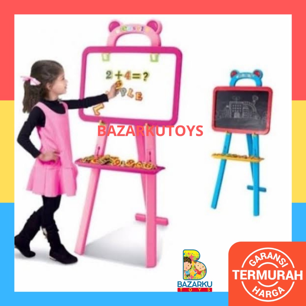 Learning Easel Papan Tulis Anak Papan Mainan Anak Puzzle Anak Wooden Toys Mainan Kayu Puzzle Huruf