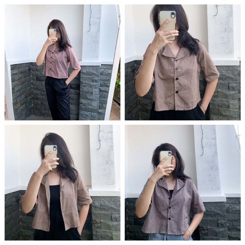 kz_ kemeja crop lengan3/4 korean style / kemeja crop cocok semua event