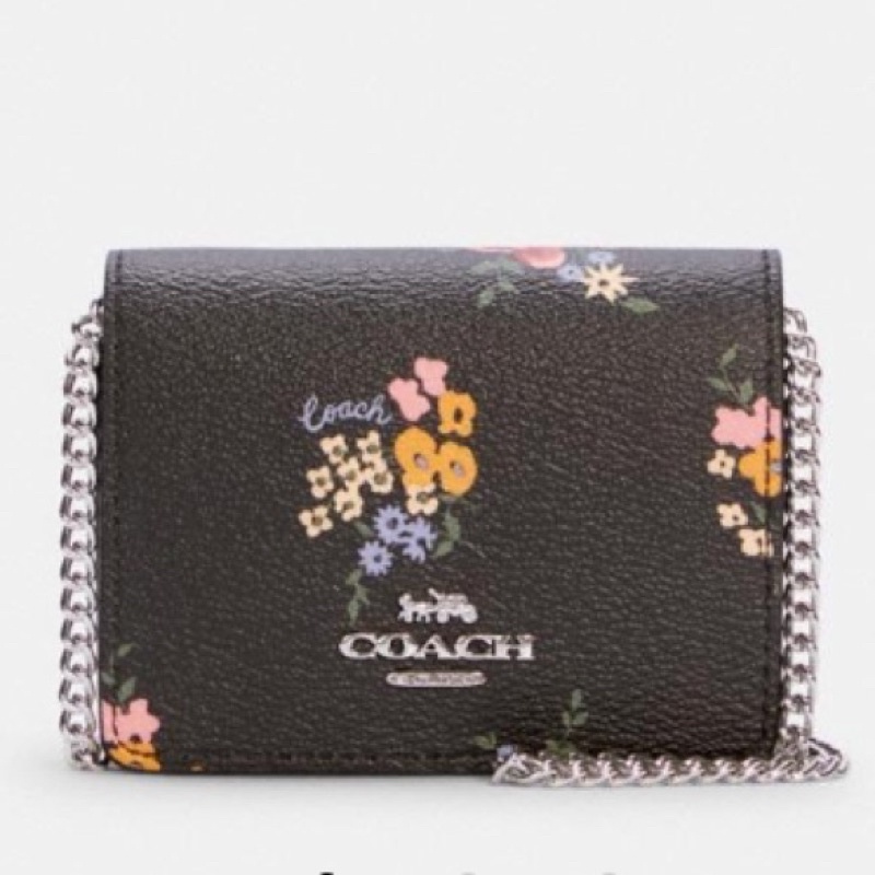 COACH MINI WALLET ON A CHAIN WITH WILDFLOWER PRINT (C0060)