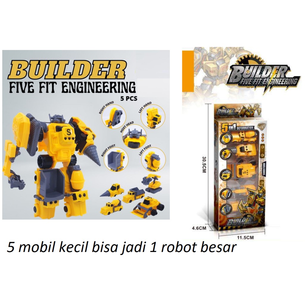 Mainan Robot 5 in 1 Transformers Builder Five Fit Engineering CBKS BS