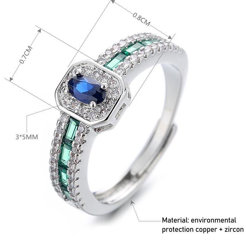 Fancyqube Cincin Sterling Silver 925 Hias Batu Permata Zamrud Hijau Untuk Wanita