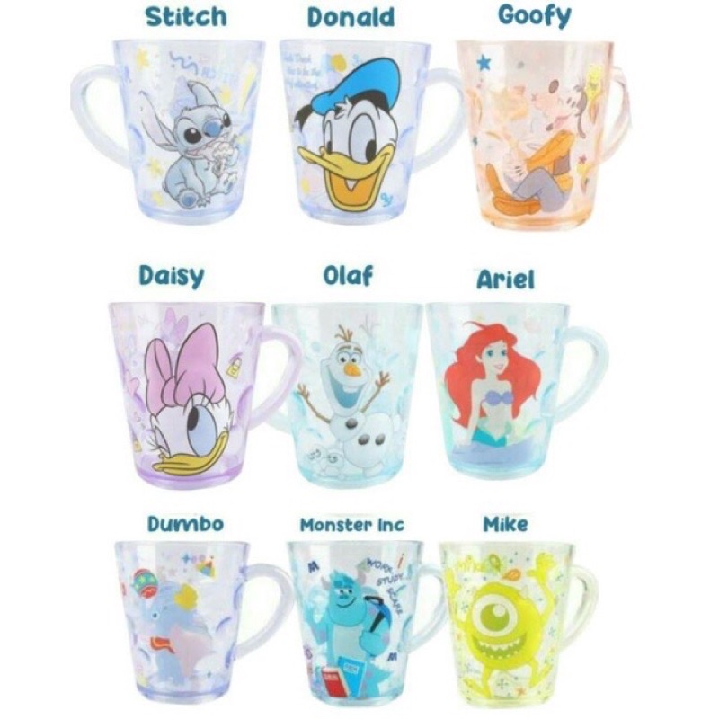 Gelas Mug Anak Transparant Disney 300ml Handle Gagang