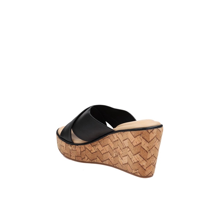 SANDAL WEDGES KULIT HUSH PUPPIES WANITA ORIGINAL TERBARU HITAM HW13