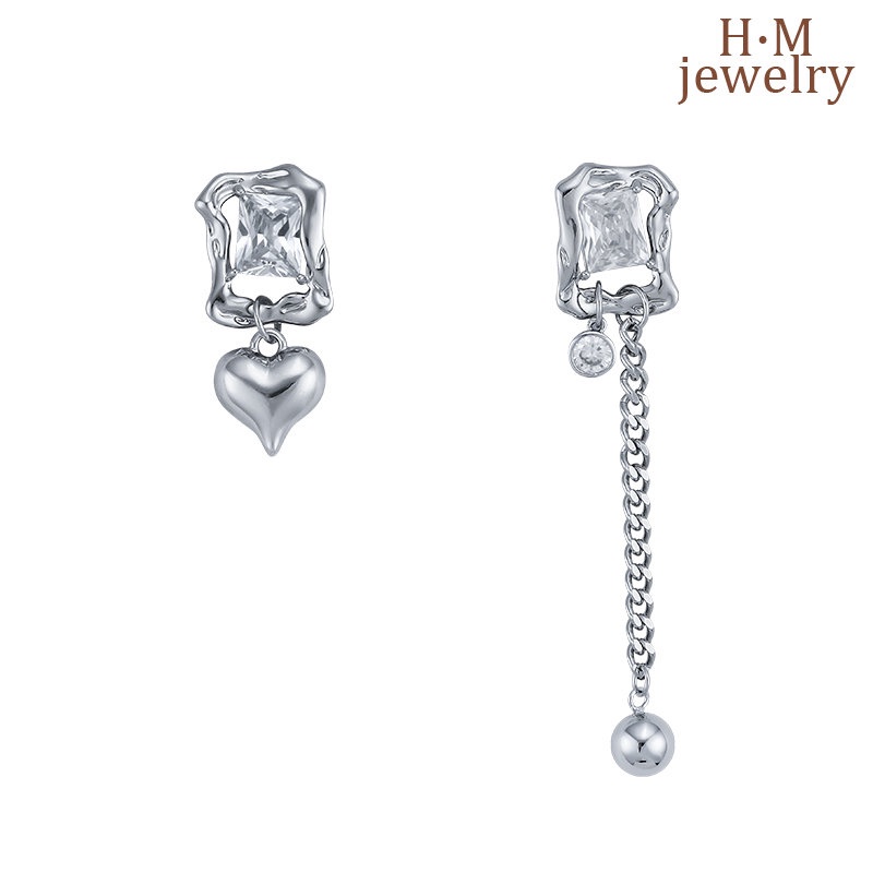 Anting Tusuk Gantung Asimetris Desain Persegirumbai Hias Kristalberlian Gaya Keren Untuk Wanita 2022