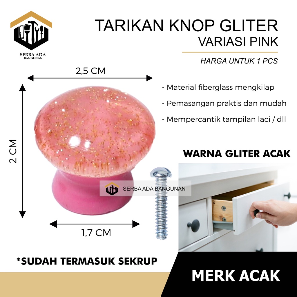 KNOB KNOP TARIKAN PEGANGAN HANDLE LACI PINTU LEMARI PELANGI BINTIK EMAS 2,5 CM