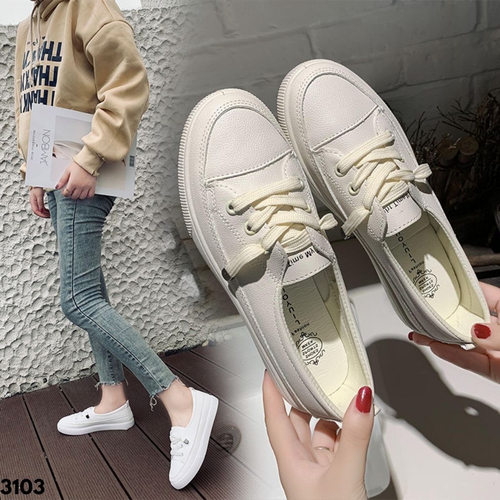 SEPATU SNEAKERS WANITA BAHAN KANVAS LEMBUT DUA WARNA IMPORT BATAM 3103