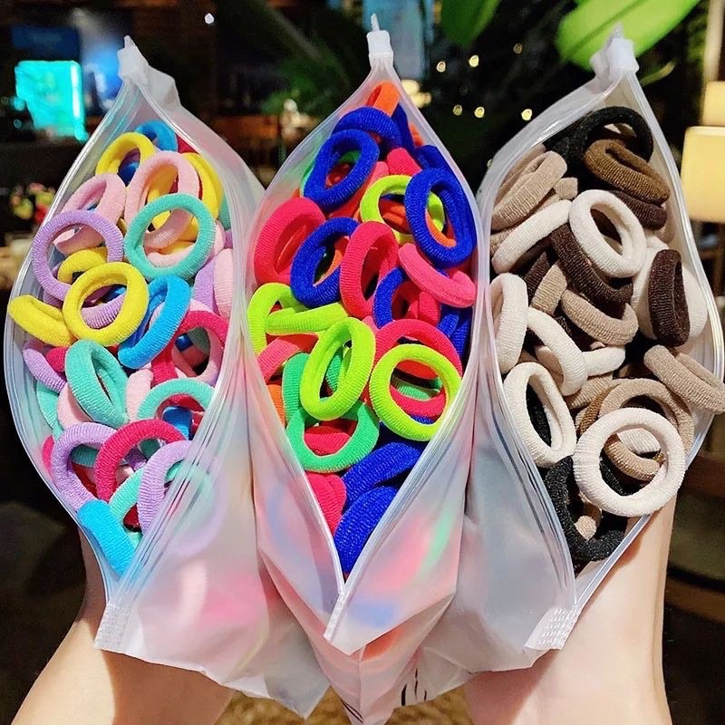 FREE POUCH isi 50pcs Ikat rambut donat polos | ikat rambut korea isi 50pcs