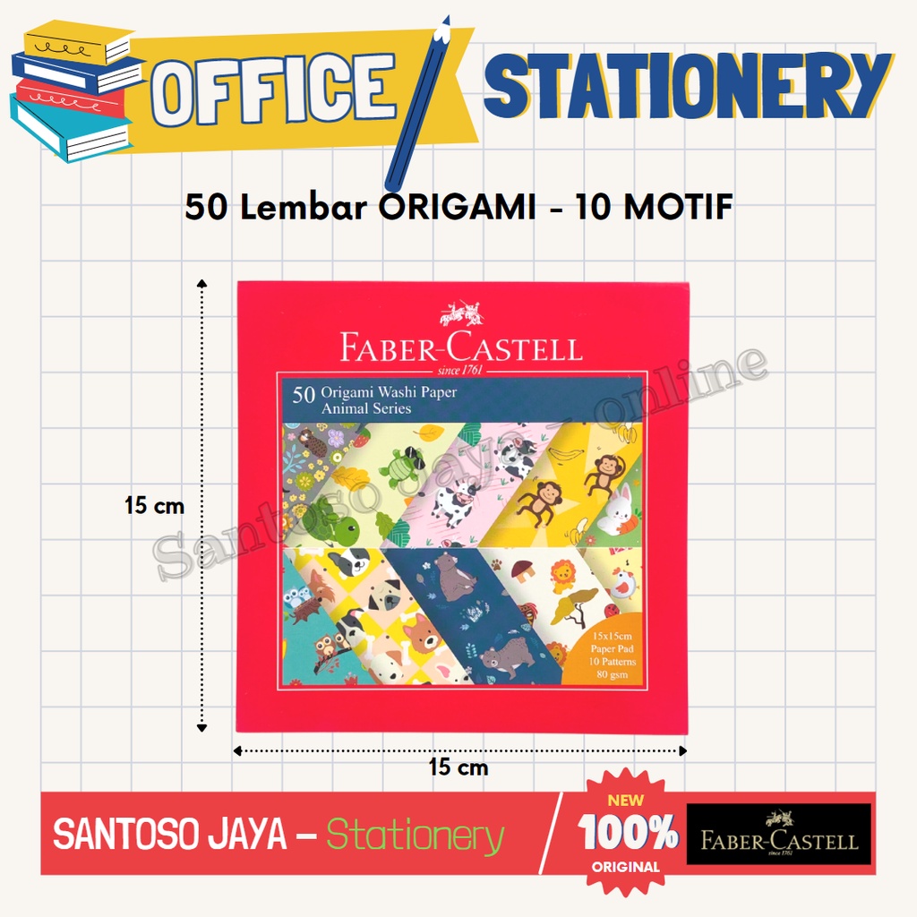 

Kertas Lipat FABER CASTELL Animal Series 15x15 cm - 50 Origami 10 Motif