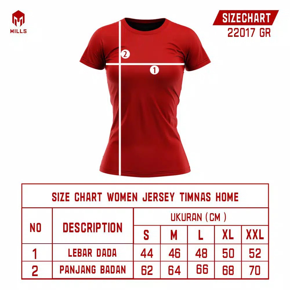 MILLS Timnas Indonesia Jersey Home Women Player Issue 22017GR Red