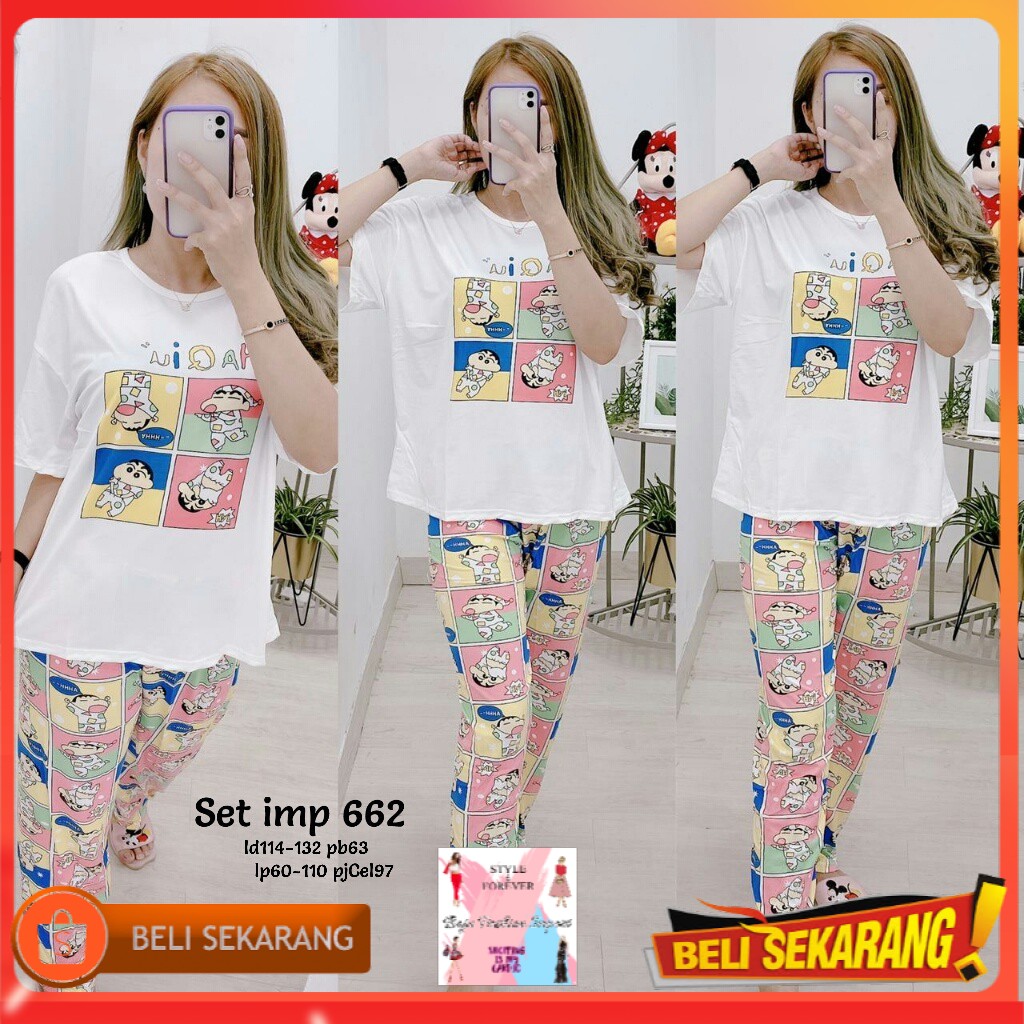 SETELAN BAJU TIDUR WANITA IMPORT PREMIUM SHINCHAN 662