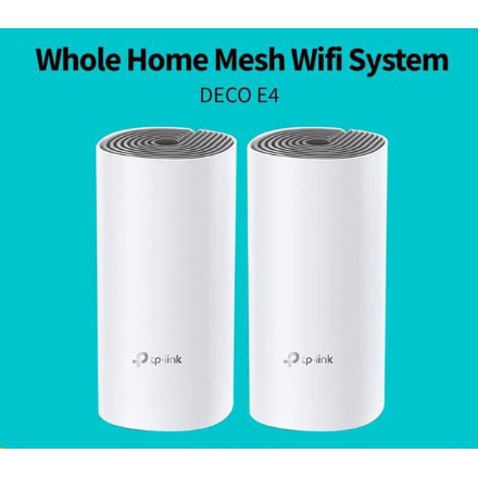 TP-LINK Deco E4 (2-pack) AC1200 Whole-Home Mesh Wi-Fi System Qualcomm CPU 10/100Mbps Ports  Cloud Su