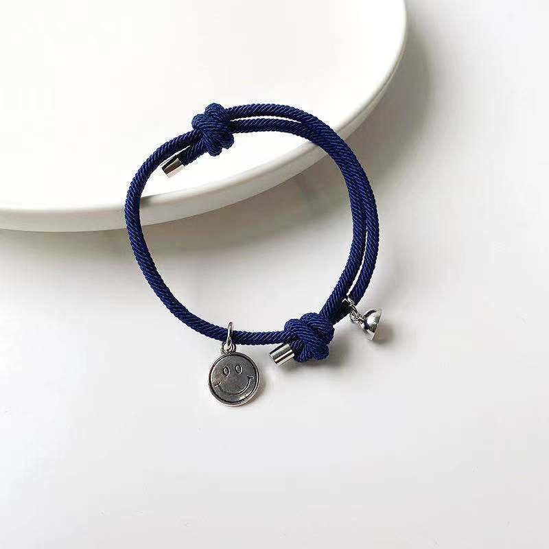 Gelang Magnetik Desain Smiley Warna Biru