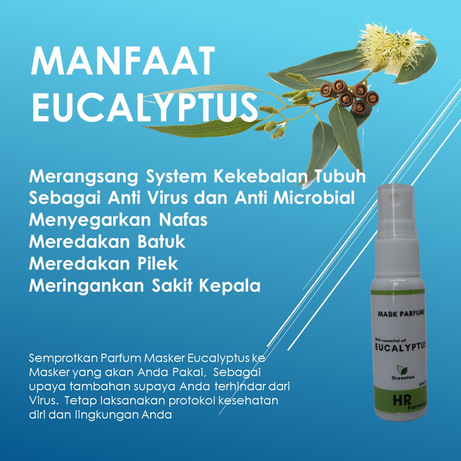 Parfum Masker Essensial Oil Eucalyptus Aroma Greentea Spray isi 30ml Semua Masker Wangi anti Virus