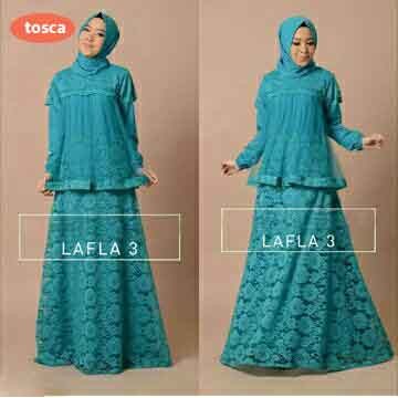 Gamis Pesta Brokat Tile Kombinasi Fashion Muslim Wanita Gamis Kondangan Modern
