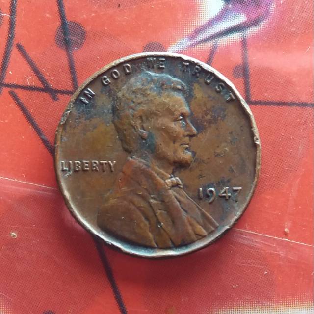 Us20 .Koin Kuno Koleksi 1 Cent Lincoln Gandum Amerika Tahun 1947